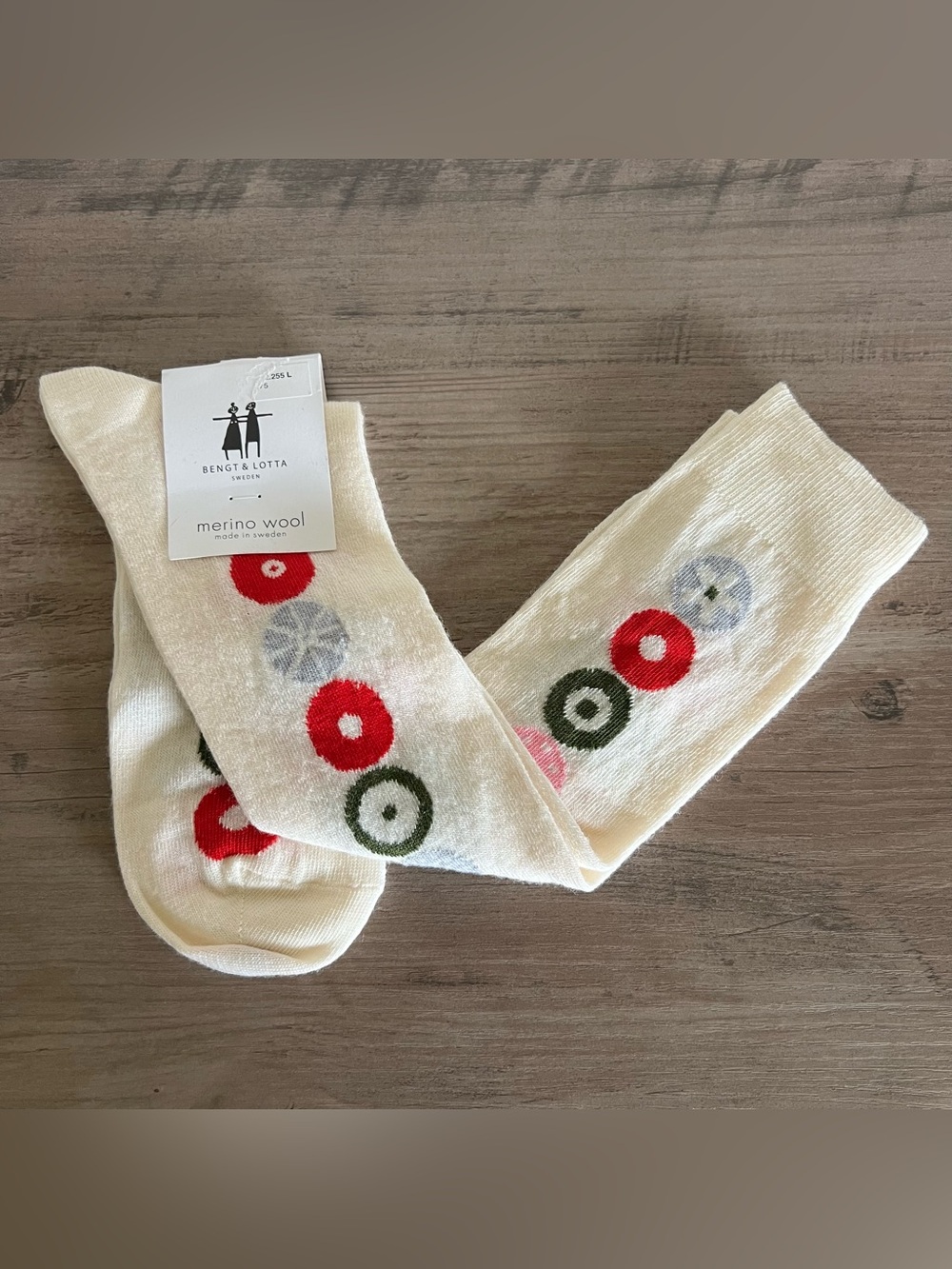 Bengt & Lotta Merino Wool Socks Candy Art Knee High Size EU 40-45 / US L Swedish